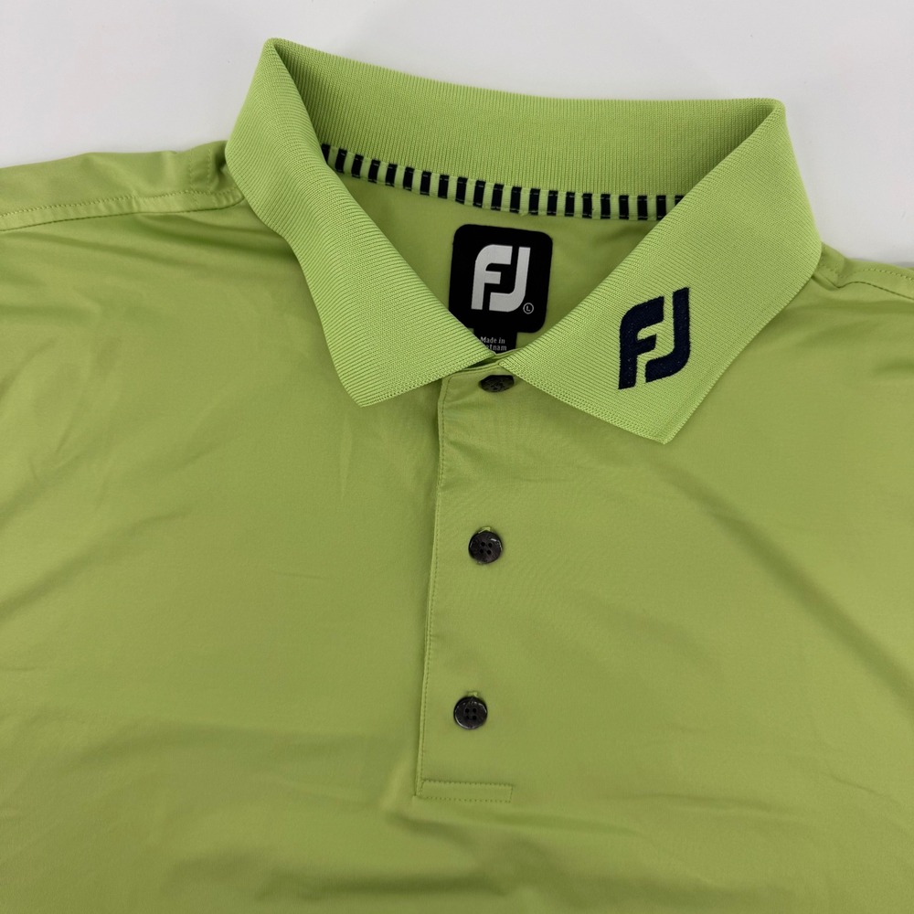 FootJoy Polo Shirt Men Large‎ Lime Green Short Sleeve Embroidered Logo Stretch